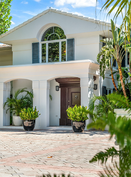 The white Mediterranean-style villa at Pease Bay House