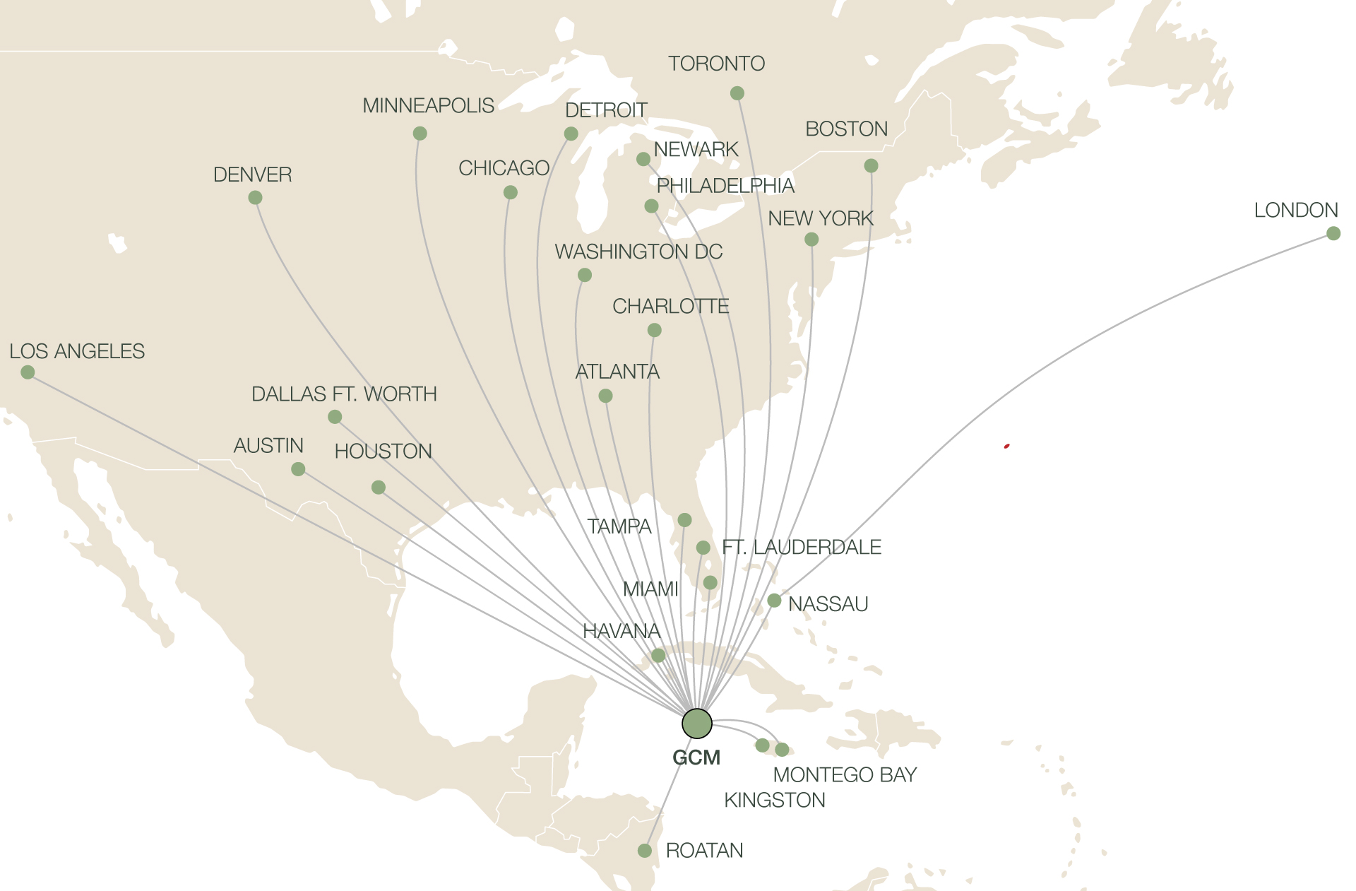 Flight routes to cayman